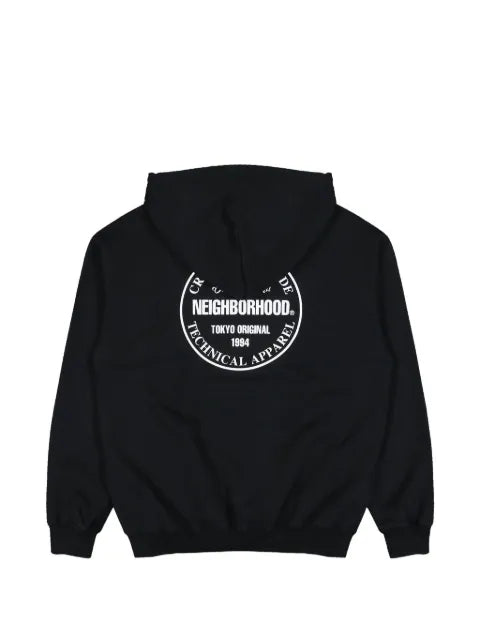 Neighborhood logo-print drawstring hoodie