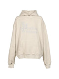 MARKING DISTANCE logo-embroidered distressed hoodie
