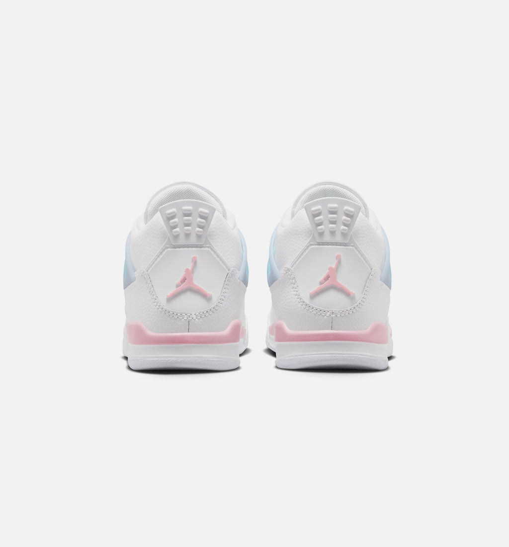 Air Jordan 4 Retro Medium Soft Pink Preschool Girls' Sneakers - White/Medium Soft Pink/Half Blue