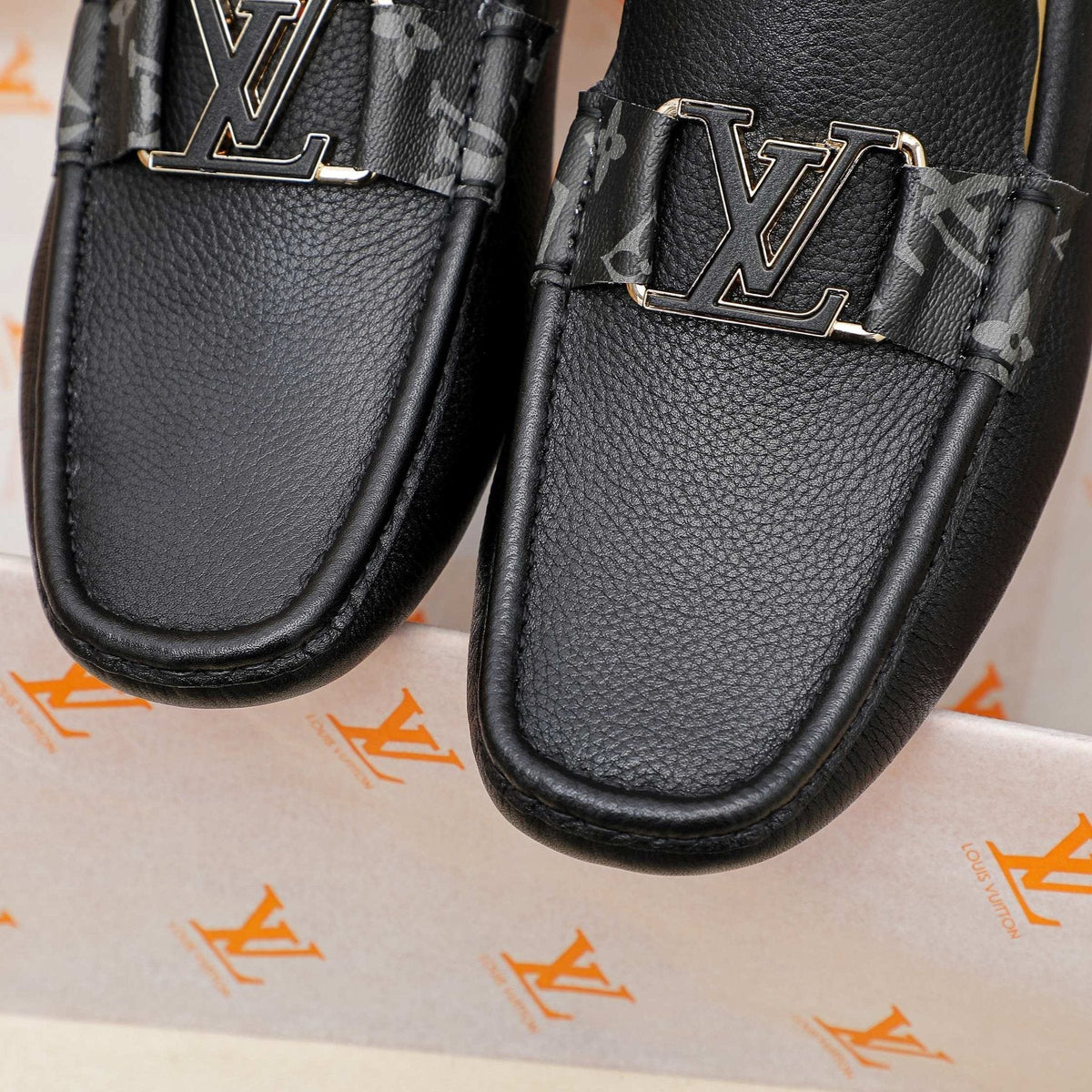 Louis Vuitton Black Logo Driving Loafers