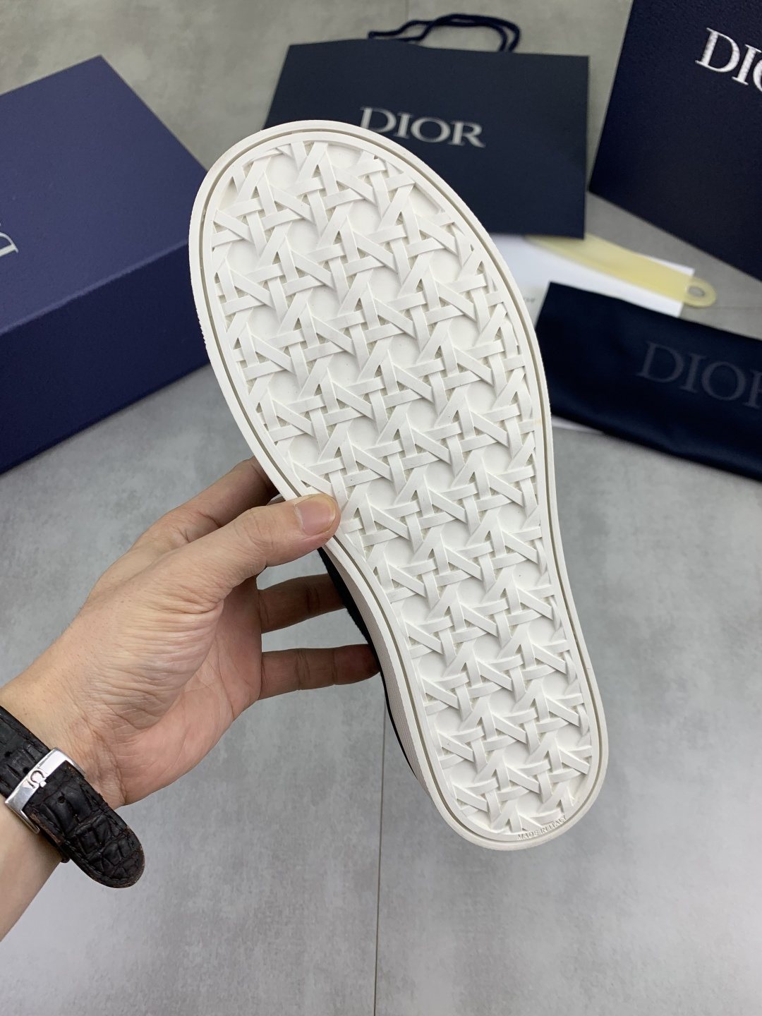 Dior Logo-Pattern Canvas Slip-On Sneakers - Black and White