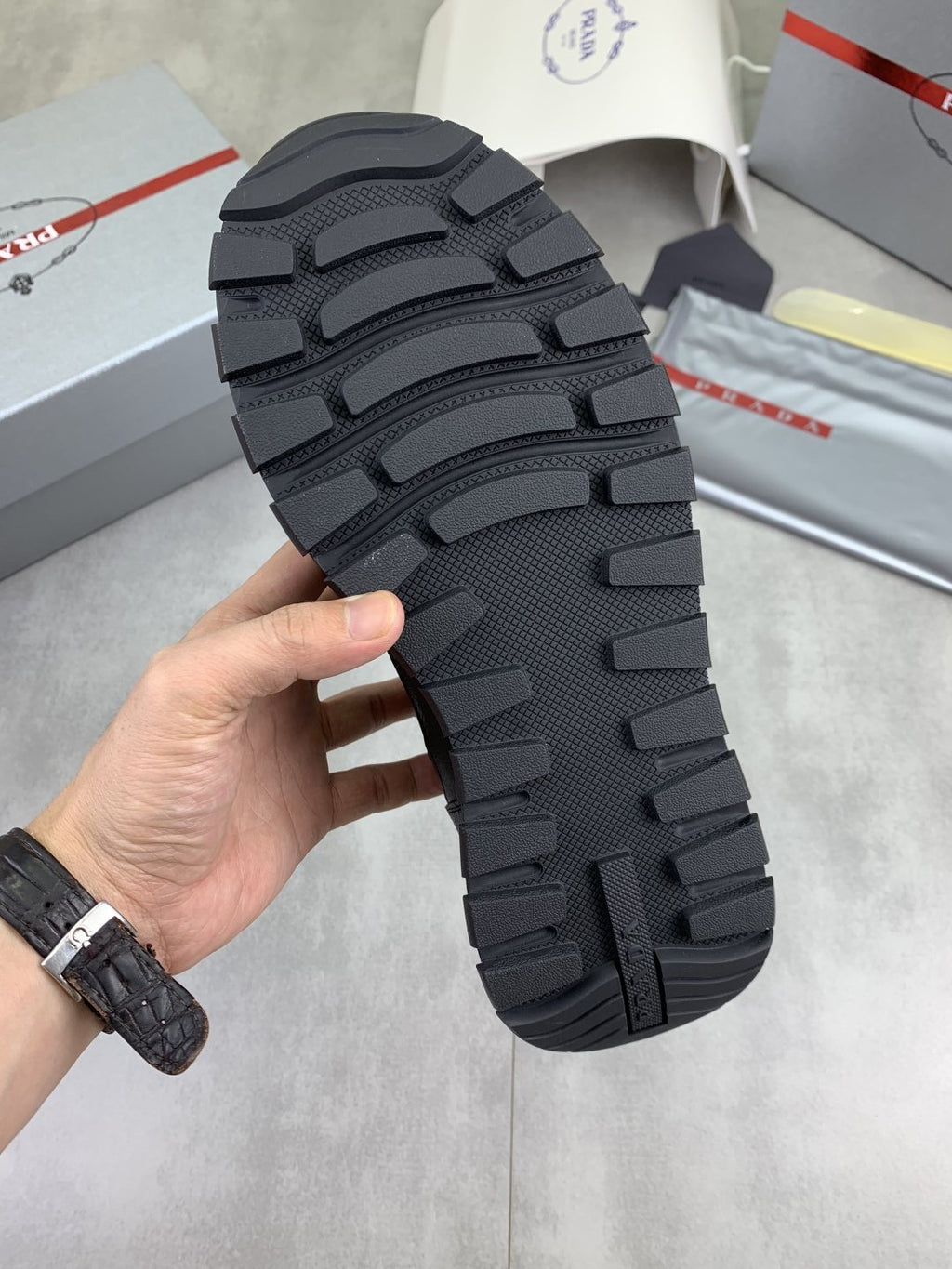 Prada Black Lug Sole Sneakers