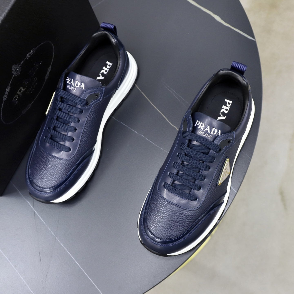 Prada Paneled Lace-Up Sneakers