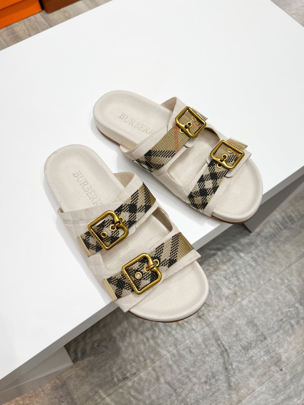 Burberry Check Strap Slide Sandals