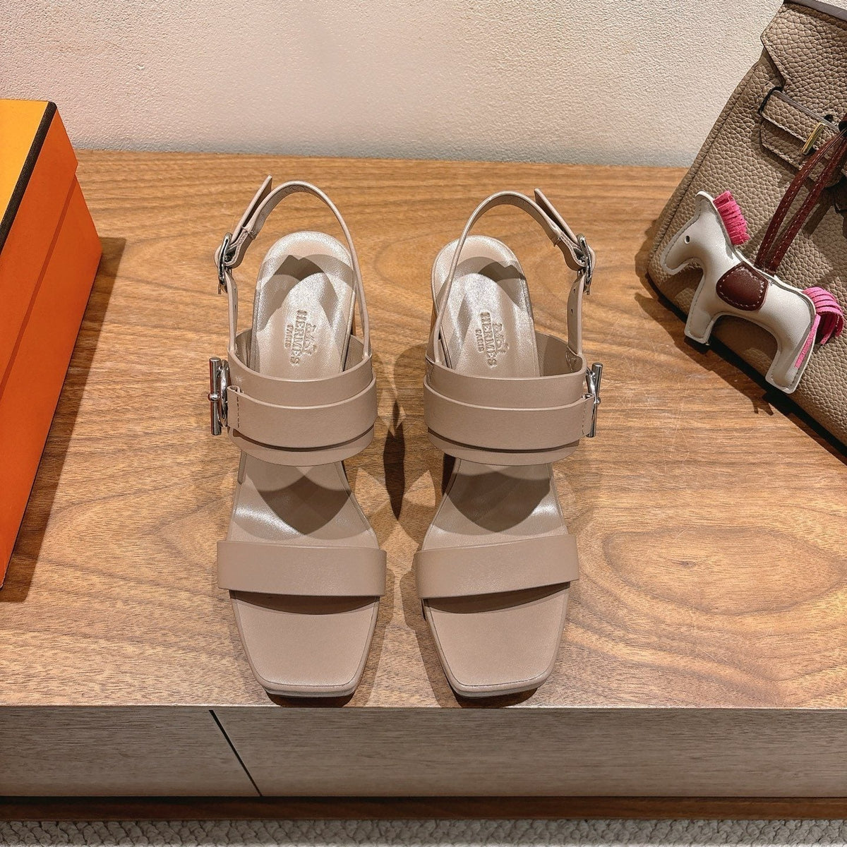 Hermès Women's Square-Toe Block-Heel Sandals