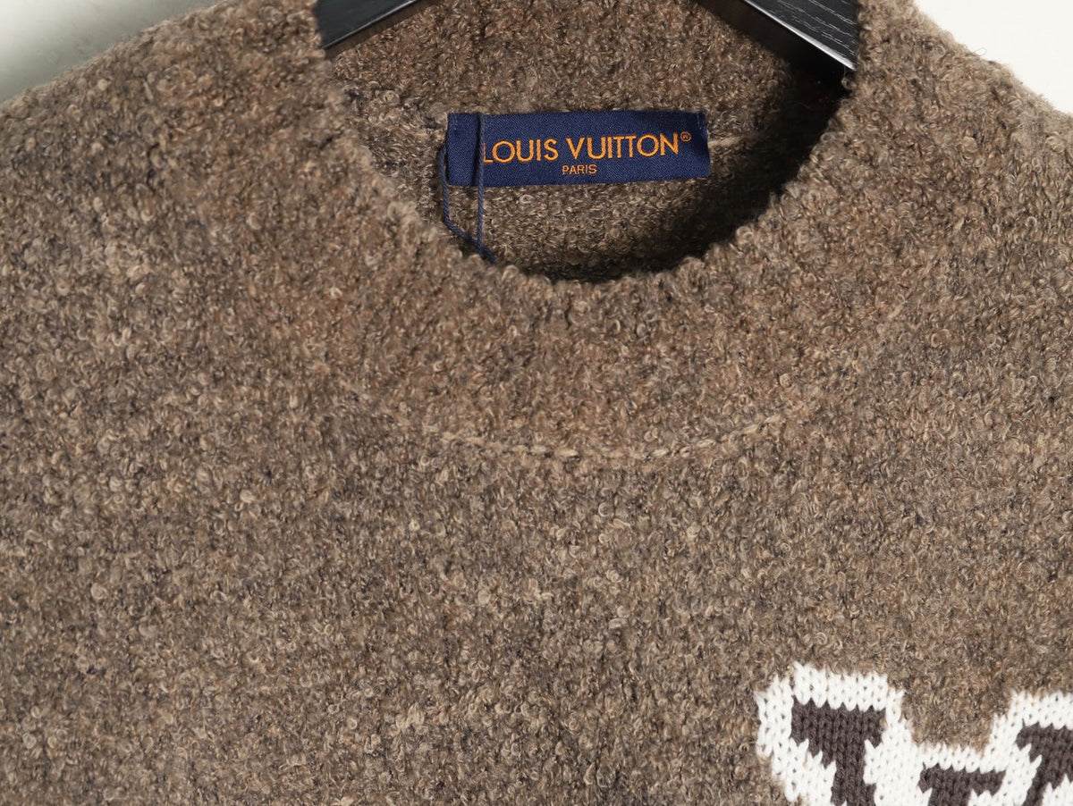Louis Vuitton 22FW Large LV-Motif Knit Sweater - Brown
